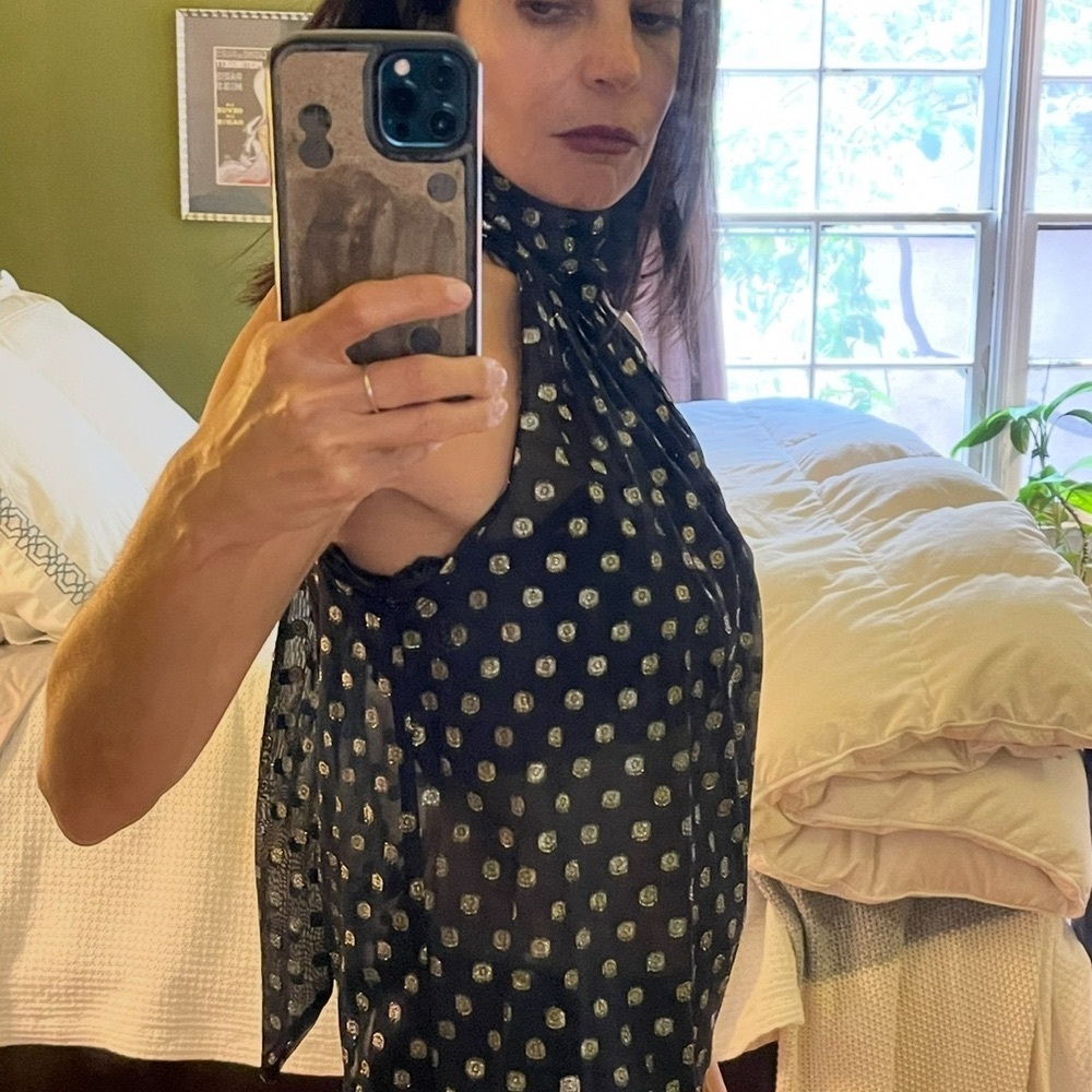 Black and White Polka Dot Sleeveless Top